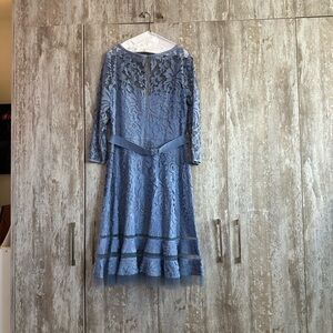 Tadashi Shoji Dusty Blue Lace Midi Dress